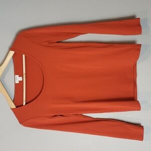 J. Crew Long Sleeve Tee Womens Small Orange Cotton Casual Comfy Scoop Neck
